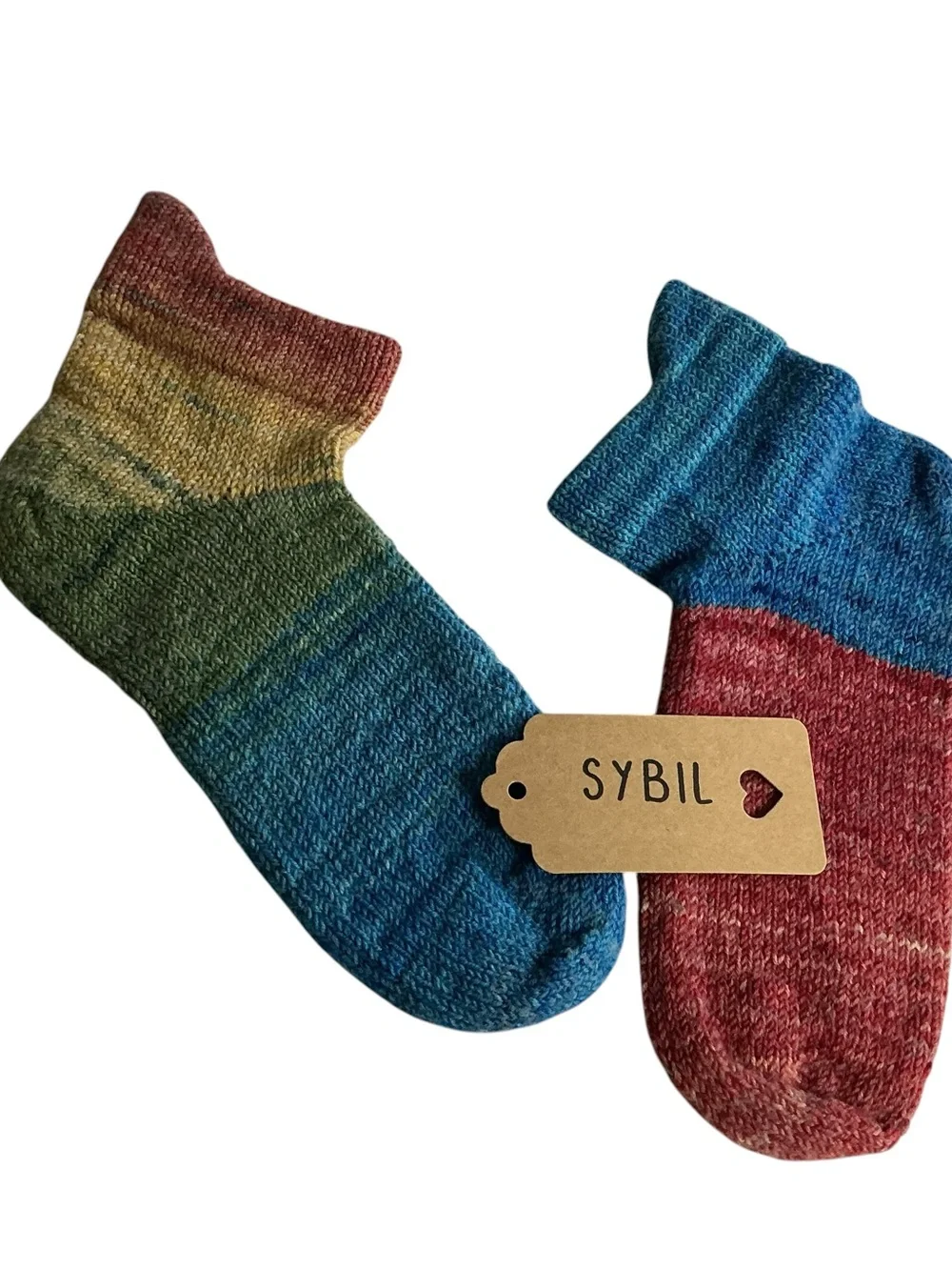 Sybil Quirky Birki Frankensox wool blend handcrafted ankle socks 7-8.5 NWT